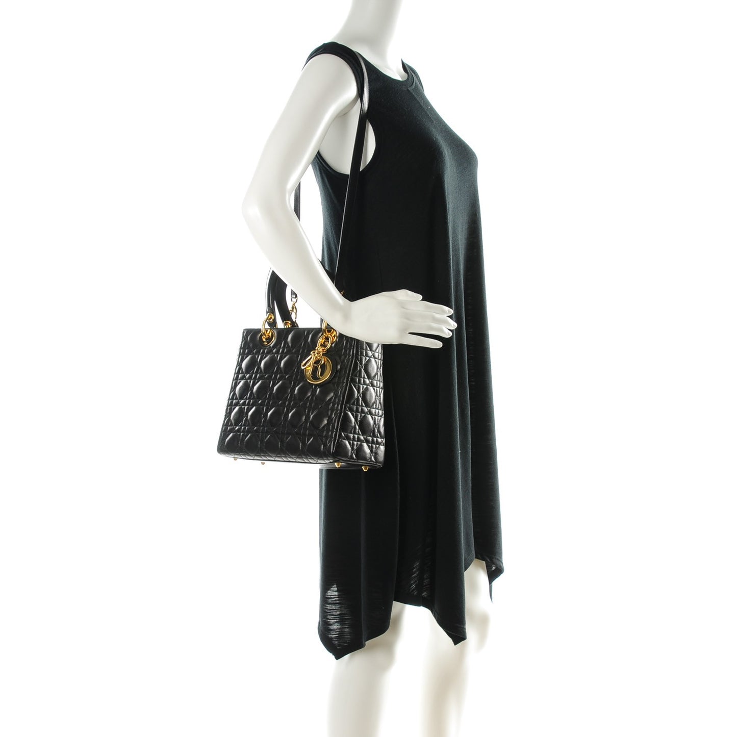Lambskin Cannage Medium Lady Dior Black