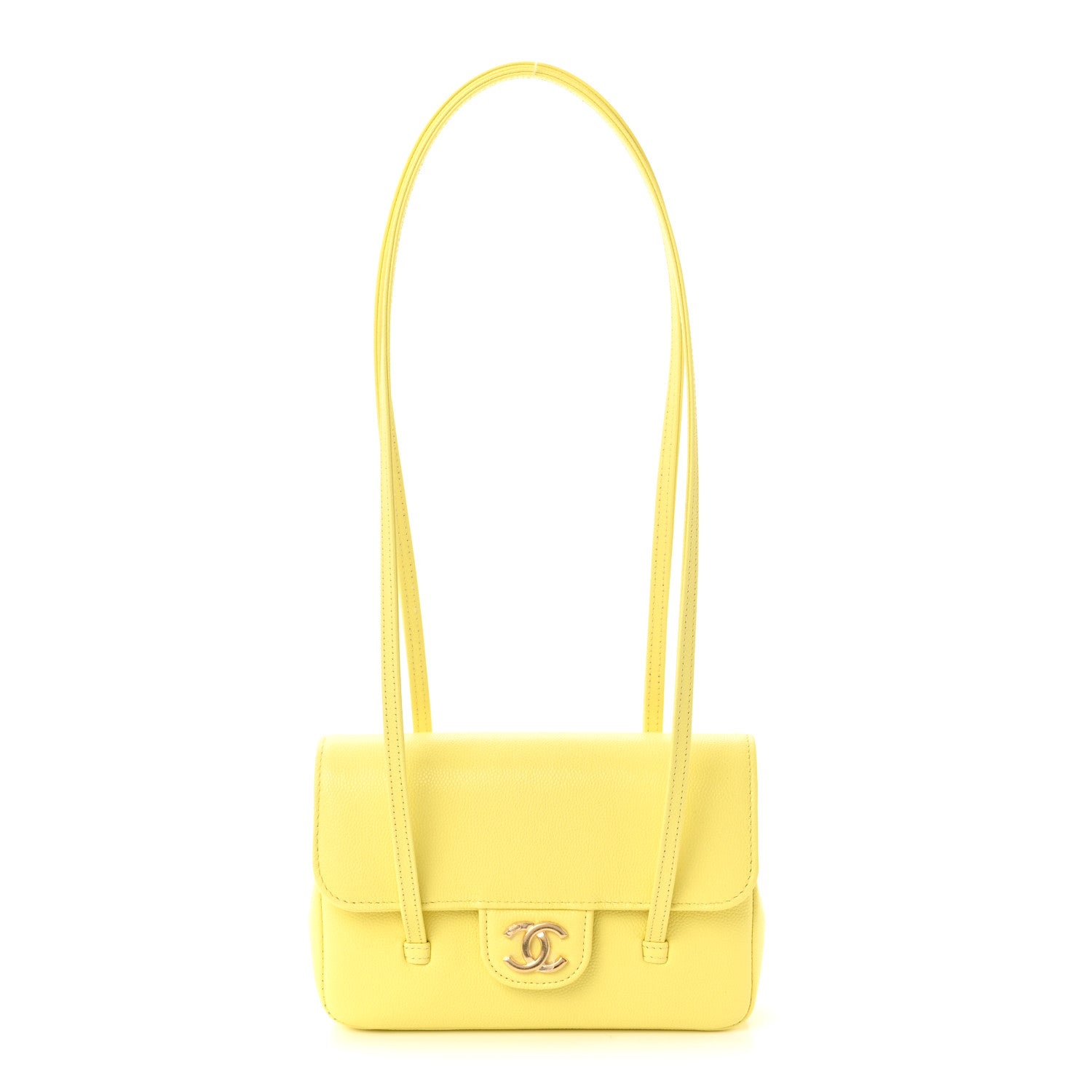 Chanel Shiny Caviar Mini Preppy Coco Shoulder Bag Light Yellow 1 of 11