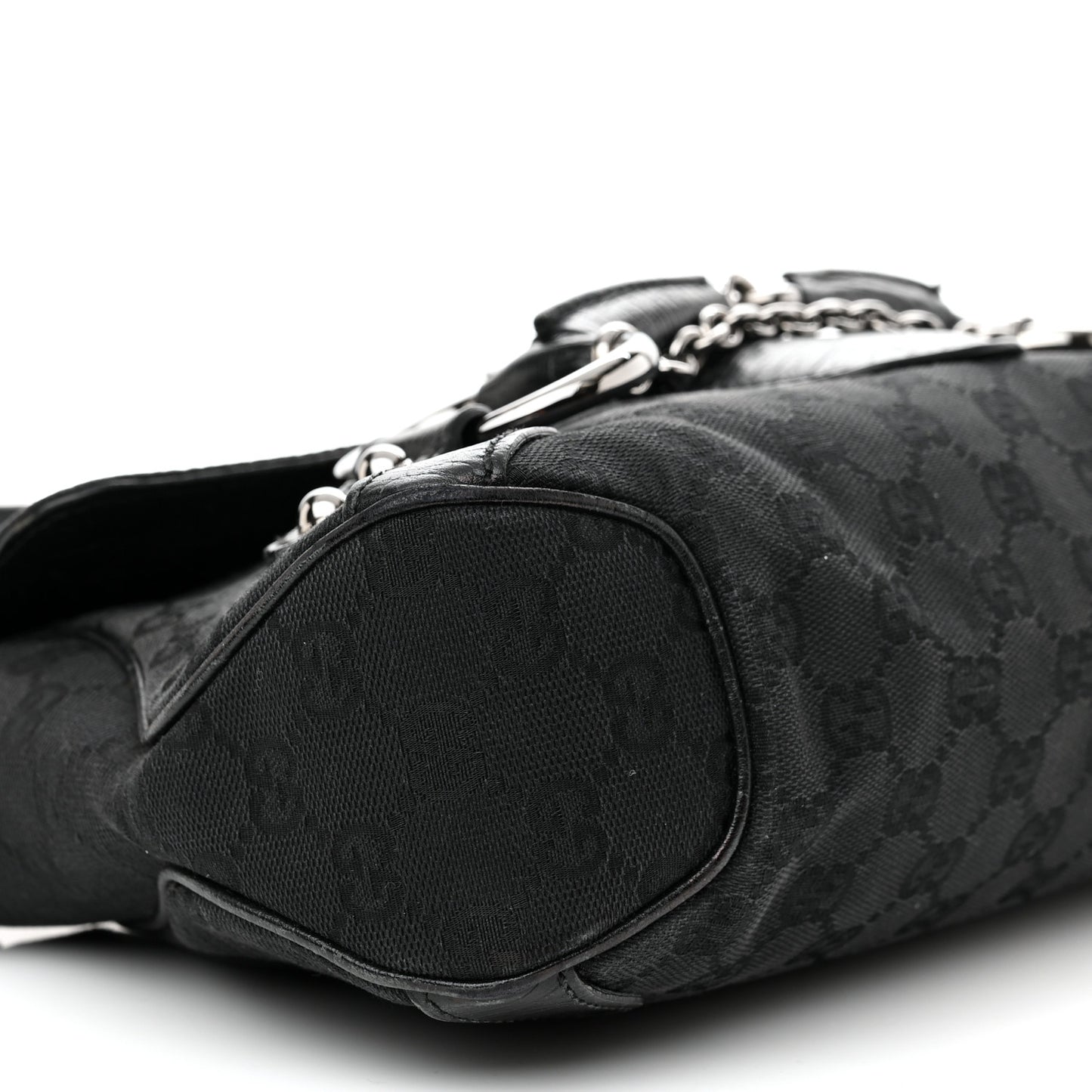 Monogram Horsebit Chain Flap Shoulder Bag Black