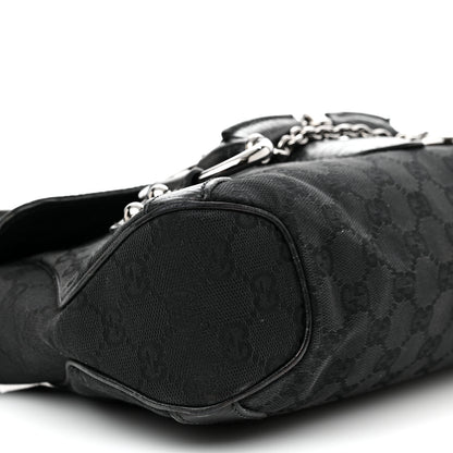 Gucci Monogram Horsebit Chain Flap Shoulder Bag Black 9 of 18