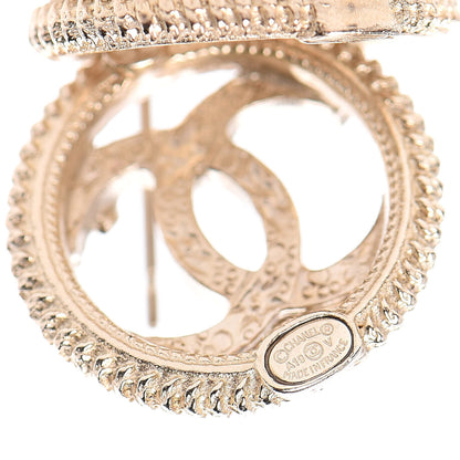Chanel Pearl Crystal CC Round Earrings Gold 3 of 5