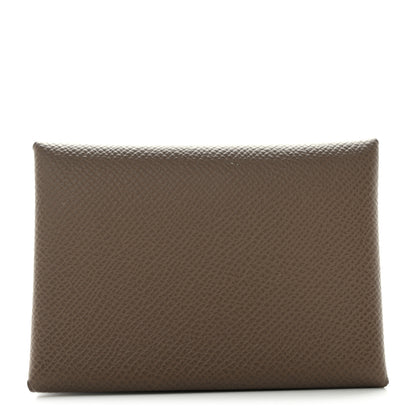 Hermes Epsom Calvi Duo Card Case Etoupe 1 of 8