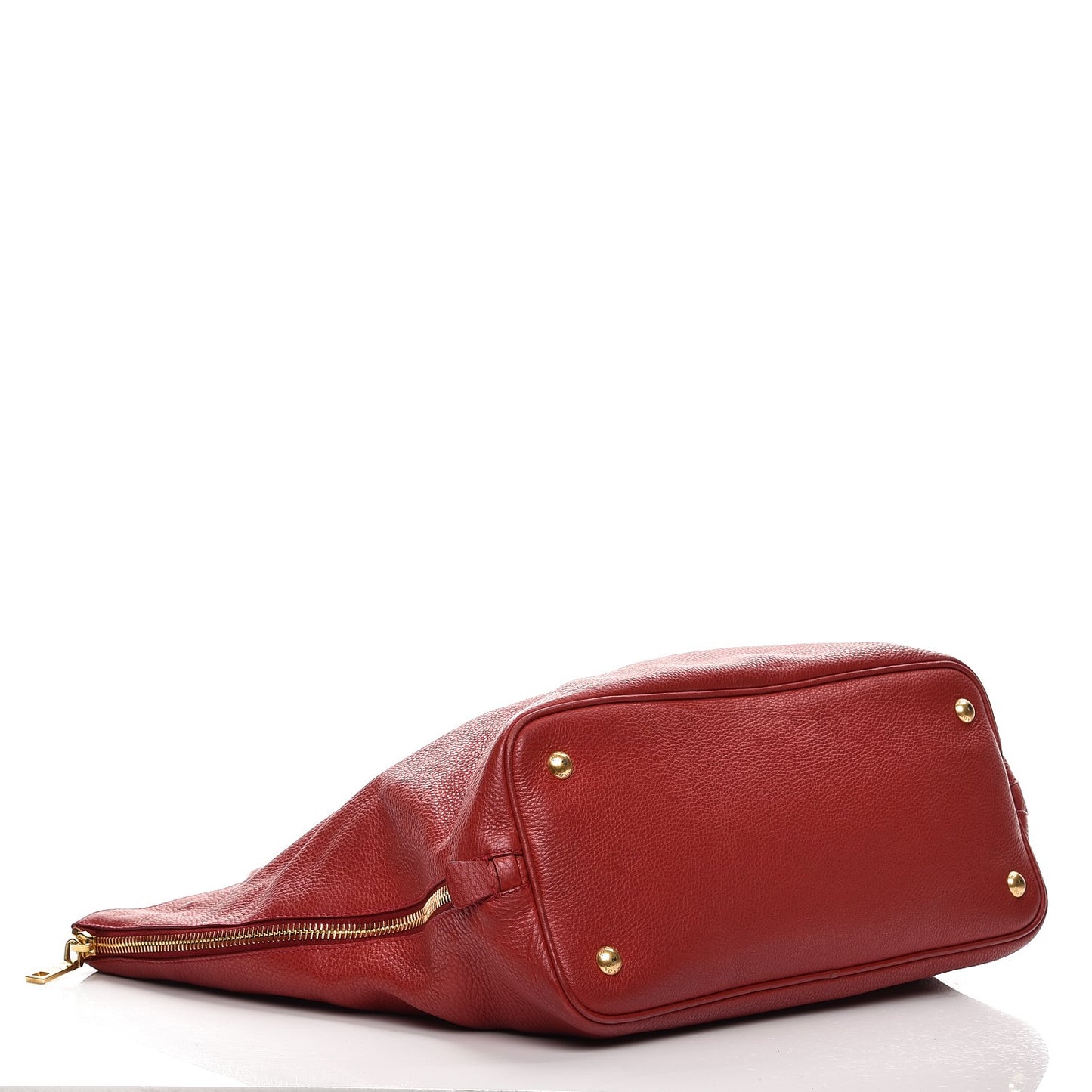 Vitello Daino Side Zip Tote Rosso