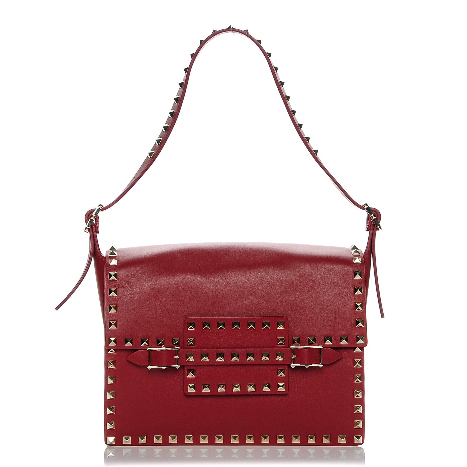 Valentino Garavani Vitello Rockstud Shoulder Flap Bag Rosso 1 of 6