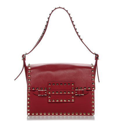 Valentino Garavani Vitello Rockstud Shoulder Flap Bag Rosso 1 of 6