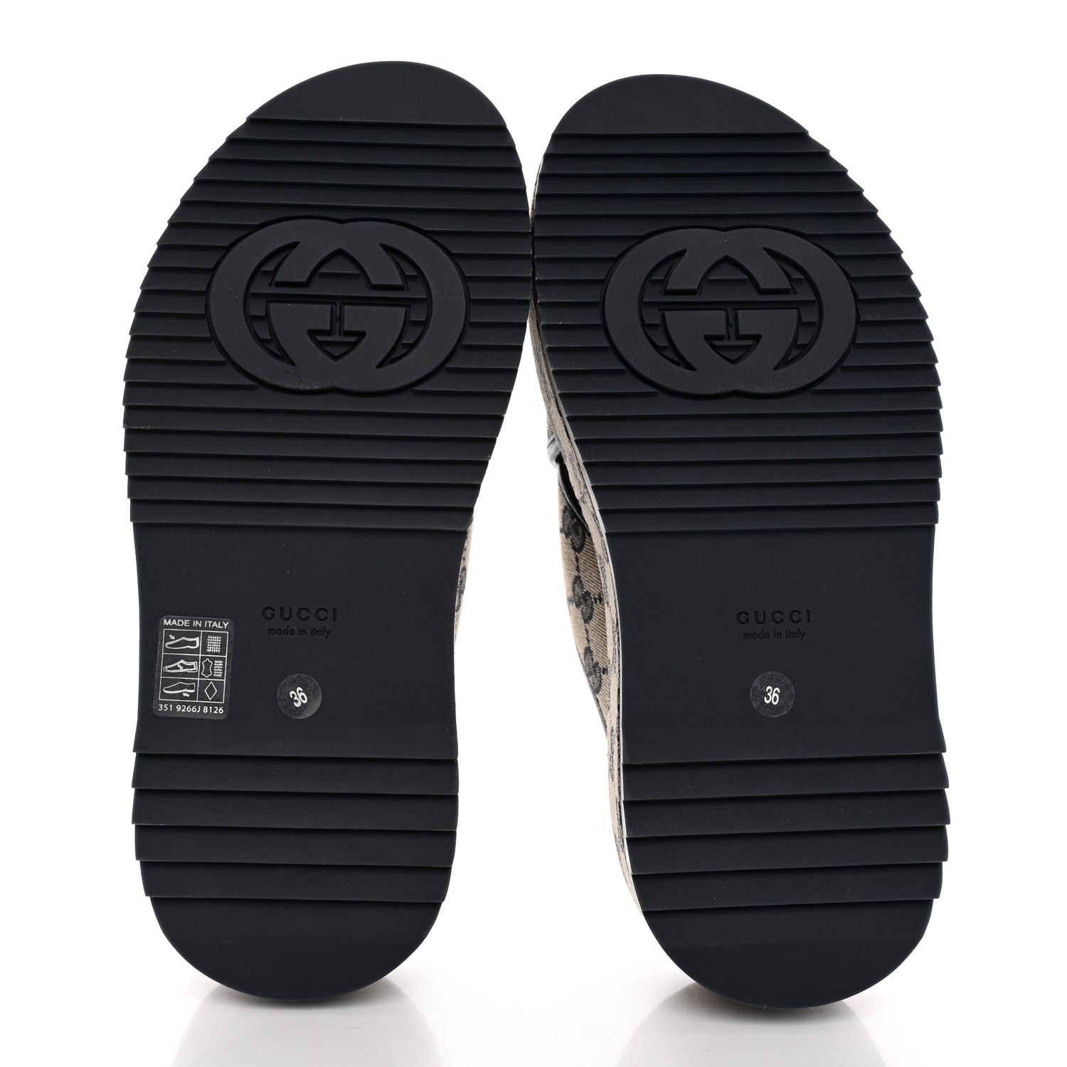 Gucci Monogram Criss Cross Platform Slide Sandals 36 Beige Blue 5 of 9
