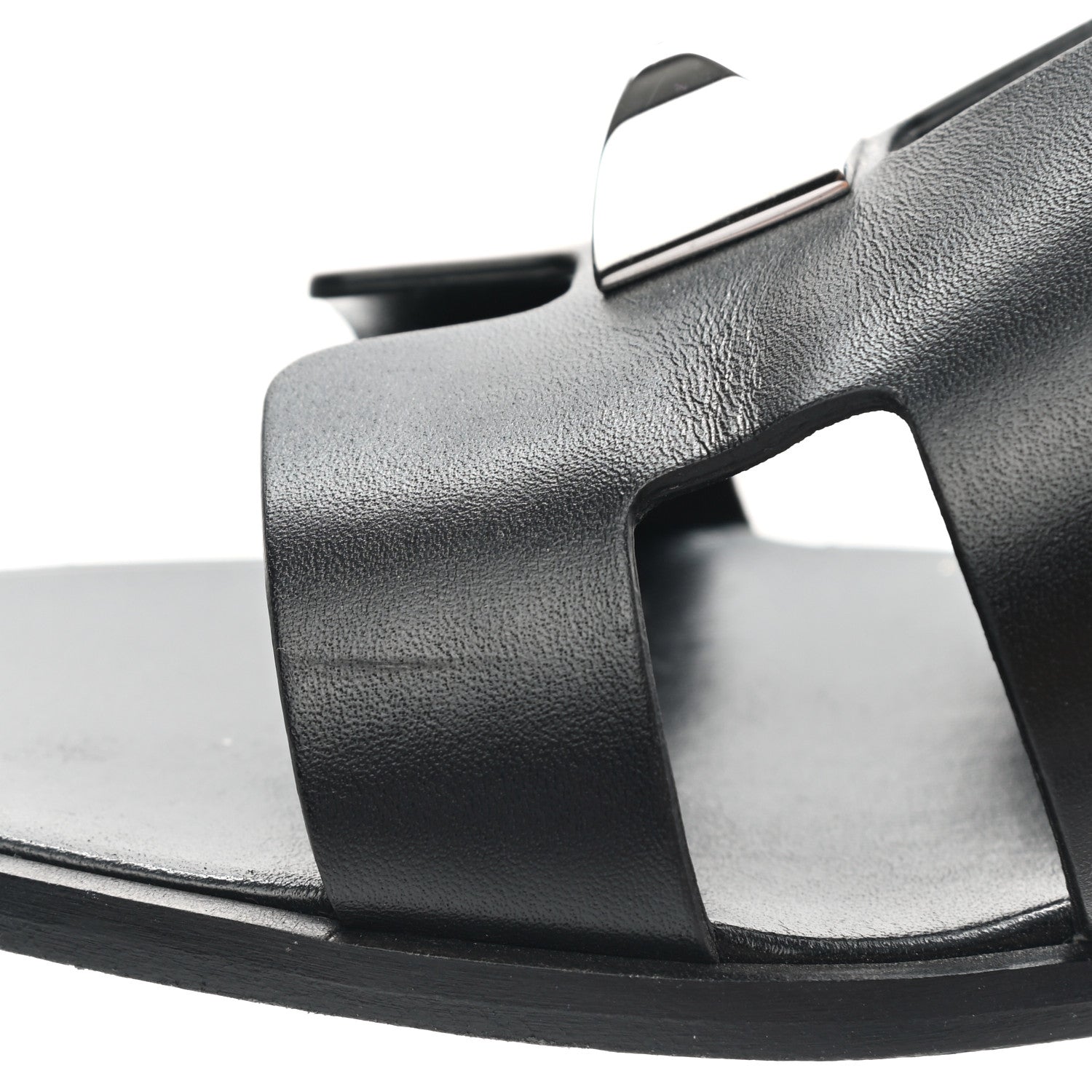 Hermes Box Calfskin Clous Pyramide Oran Sandals 37 Black 10 of 14
