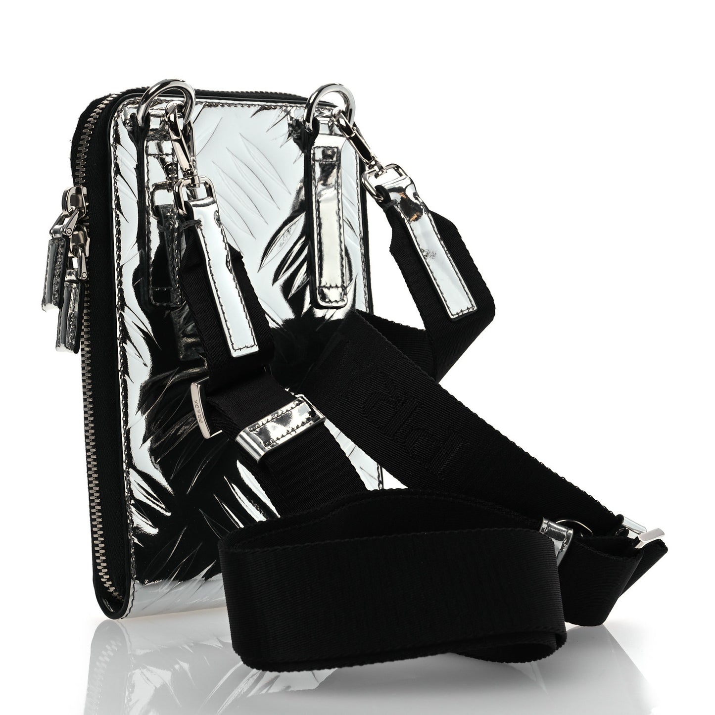 Spazzolato Embossed Phone Crossbody Pouch Argento