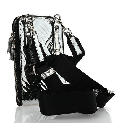 Prada Spazzolato Embossed Phone Crossbody Pouch Argento 3 of 10