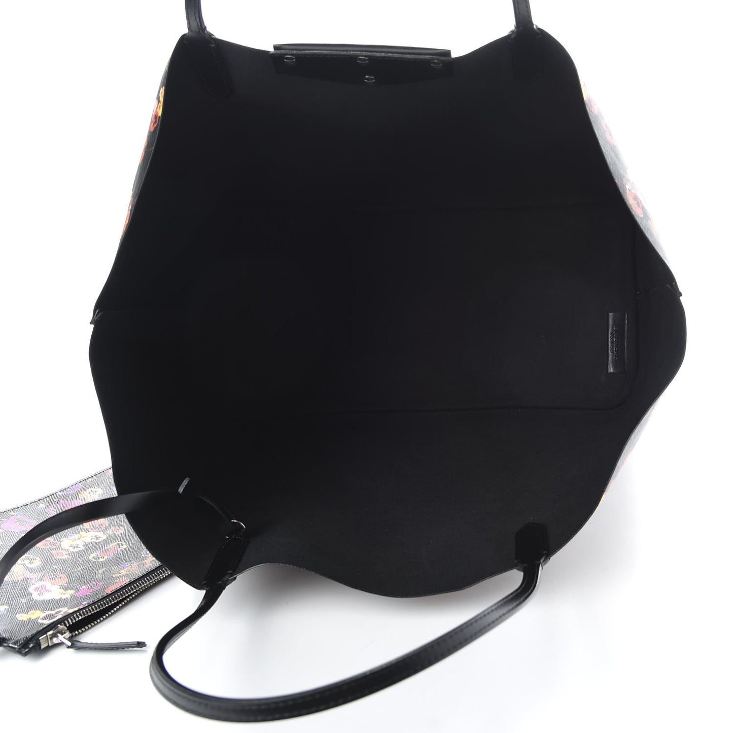 Coated Canvas Pansy Print Large Antigona Tote Black