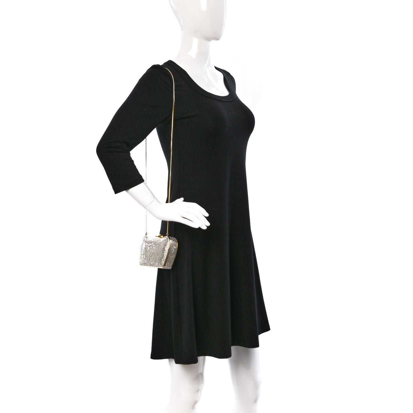 Swarovski Crystal Minaudiere Clutch Gold Silver