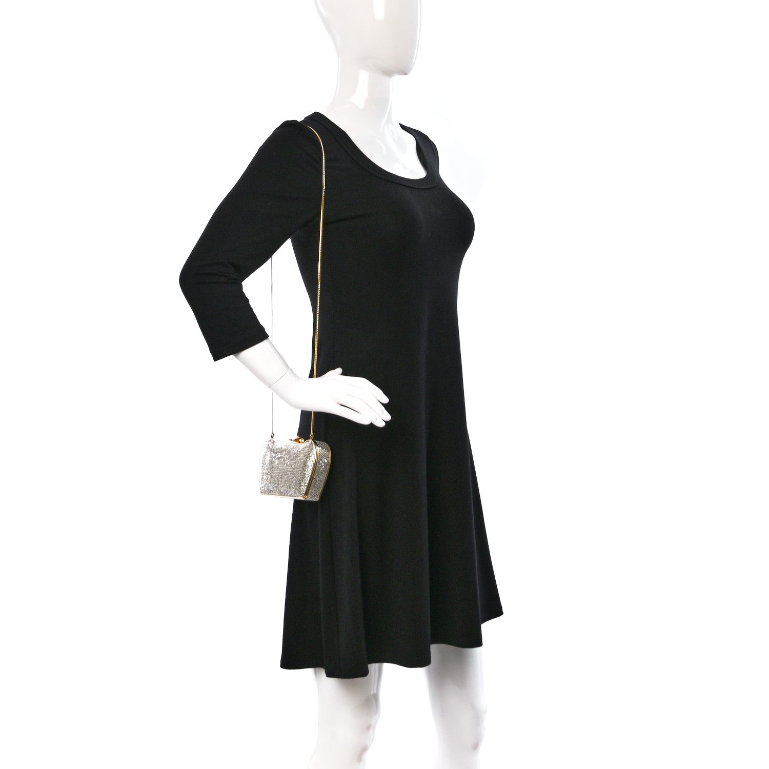 Judith Leiber Swarovski Crystal Minaudiere Clutch Gold Silver 2 of 13