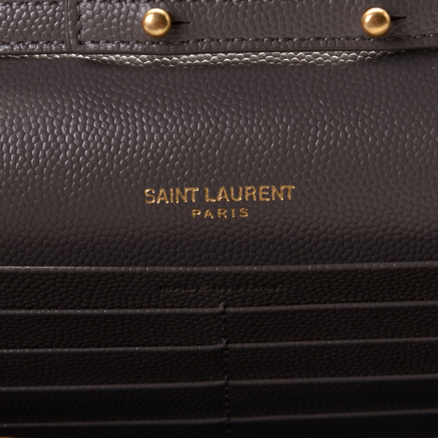 Saint Laurent Grain De Poudre Matelasse Chevron Monogram Chain Wallet Fog 5 of 7