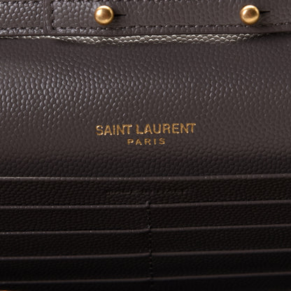 Saint Laurent Grain De Poudre Matelasse Chevron Monogram Chain Wallet Fog 5 of 7