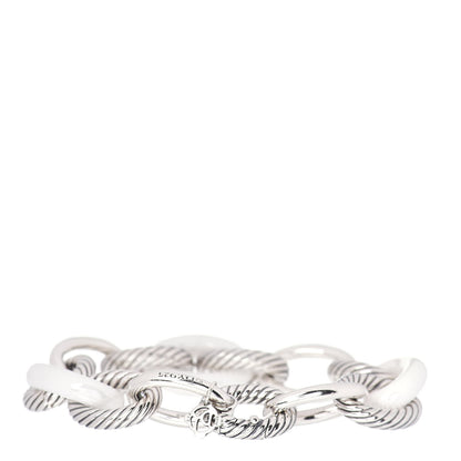 David Yurman Sterling Silver White Ceramic 17mm Extra Large Oval Link Bracelet 3 of 4