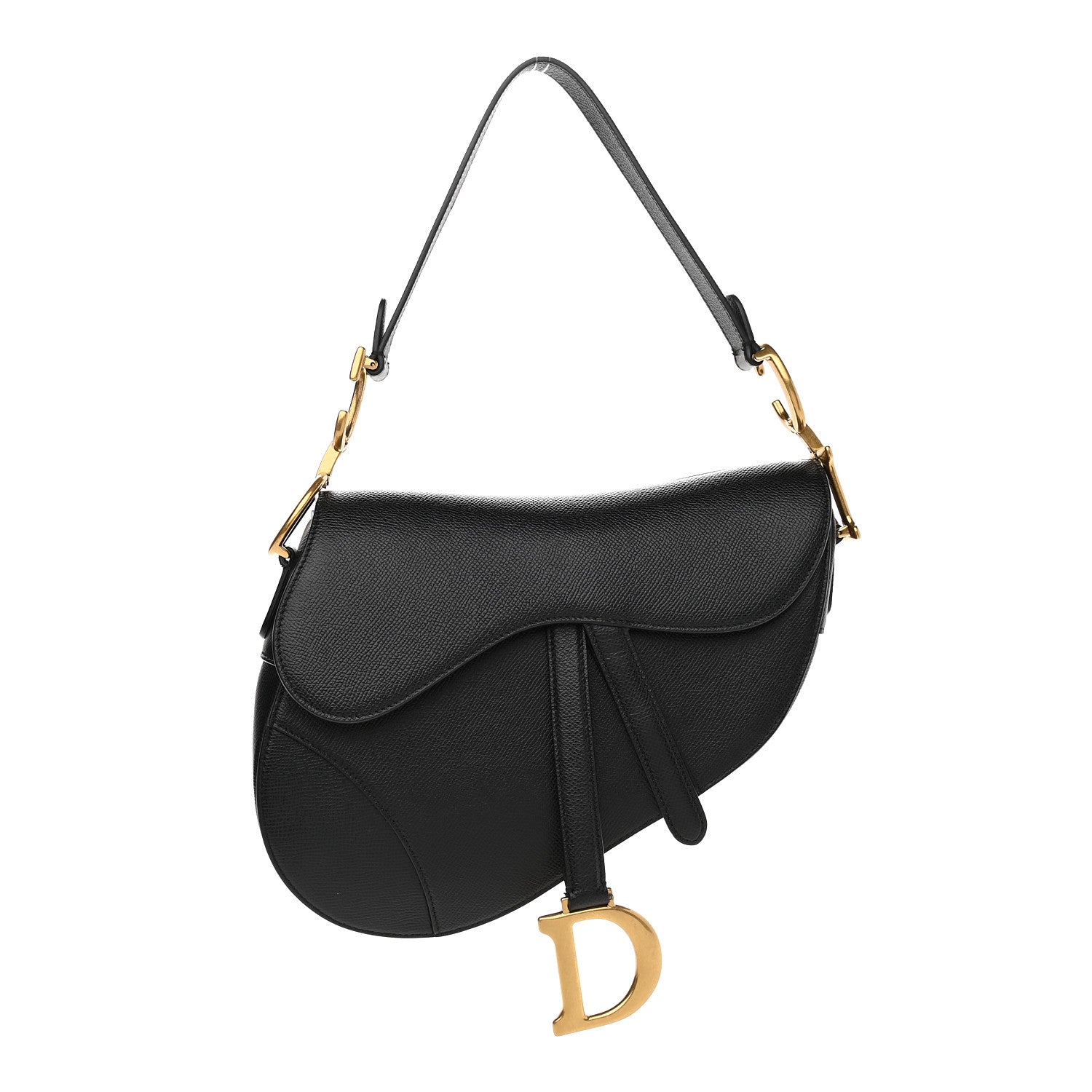 Christian Dior Grained Calfskin Saddle Bag Black 1 of 9