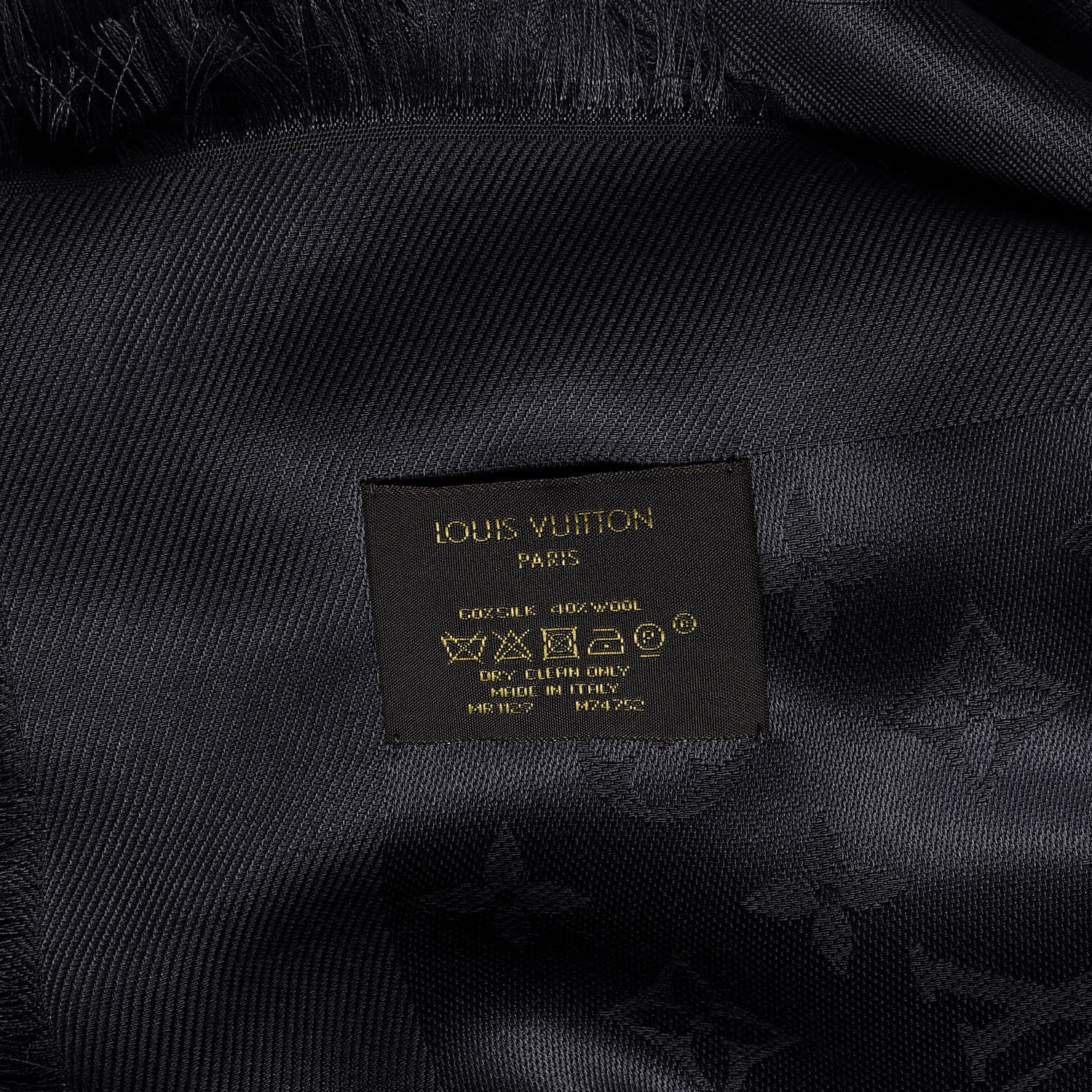 Louis Vuitton Silk Wool Monogram Shawl Charcoal Grey 7 of 7