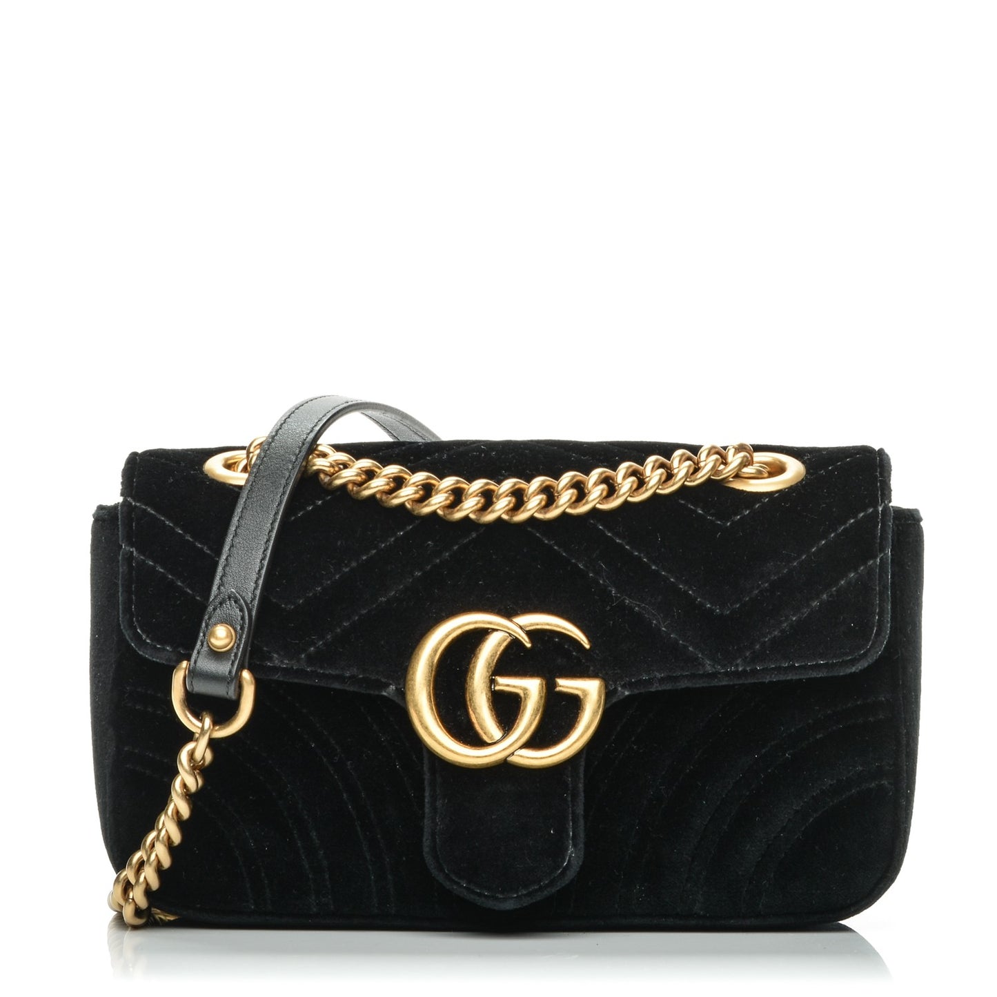 Velvet Matelasse Mini GG Marmont Shoulder Bag Black