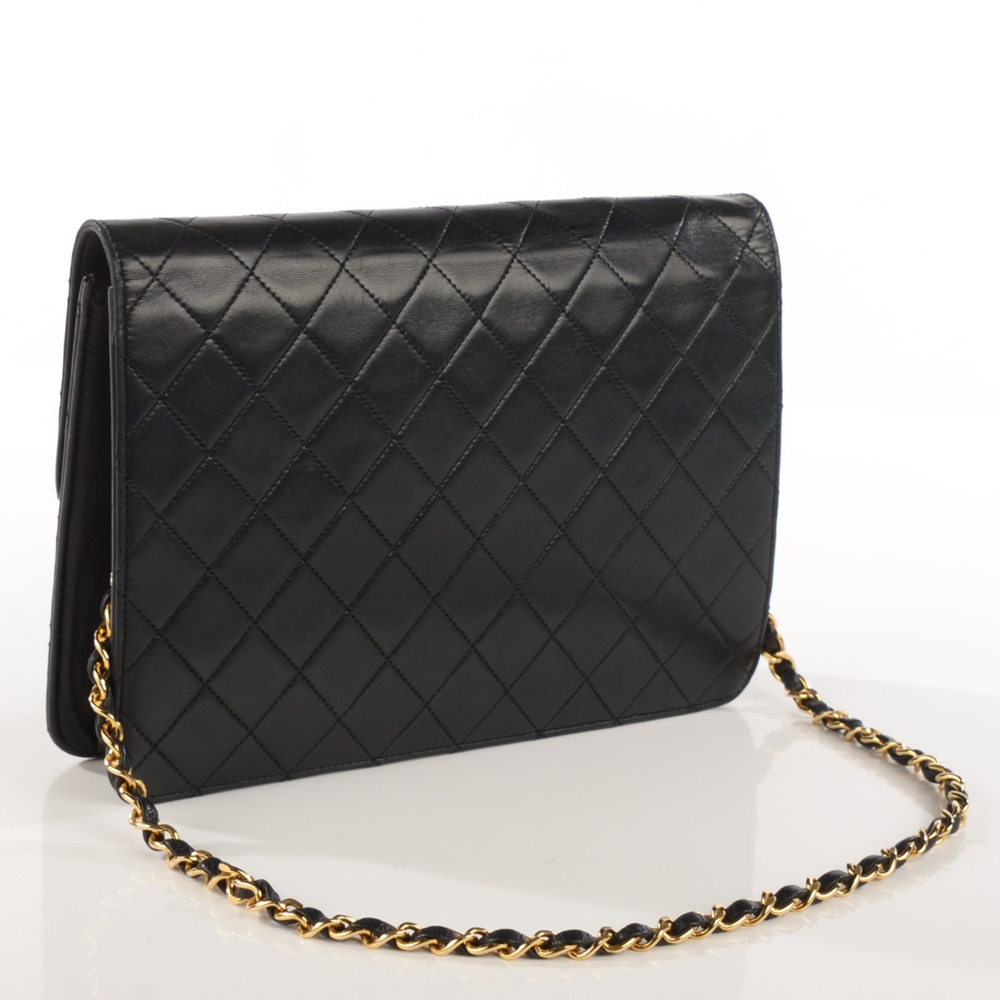 Lambskin Quilted Medium Single Flap Black