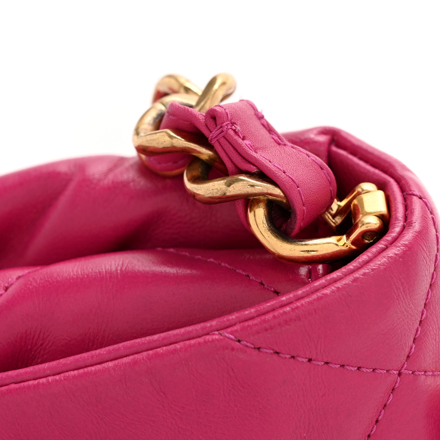 Lambskin Quilted Small Chain Top Handle Flap Fuchsia