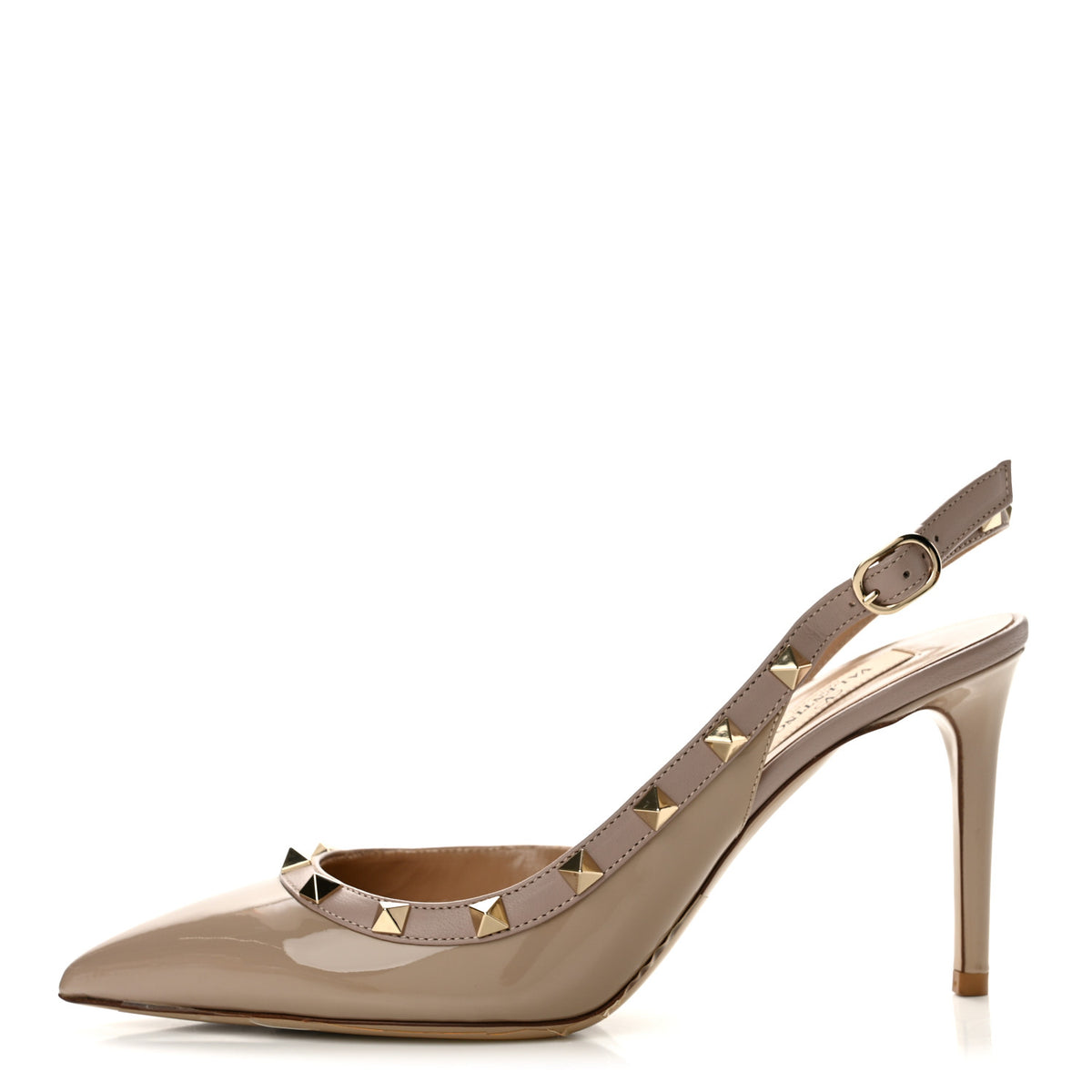 Valentino Garavani Patent Rockstud Half d'Orsay Slingback 85mm Pumps 38 Poudre 1 of 9