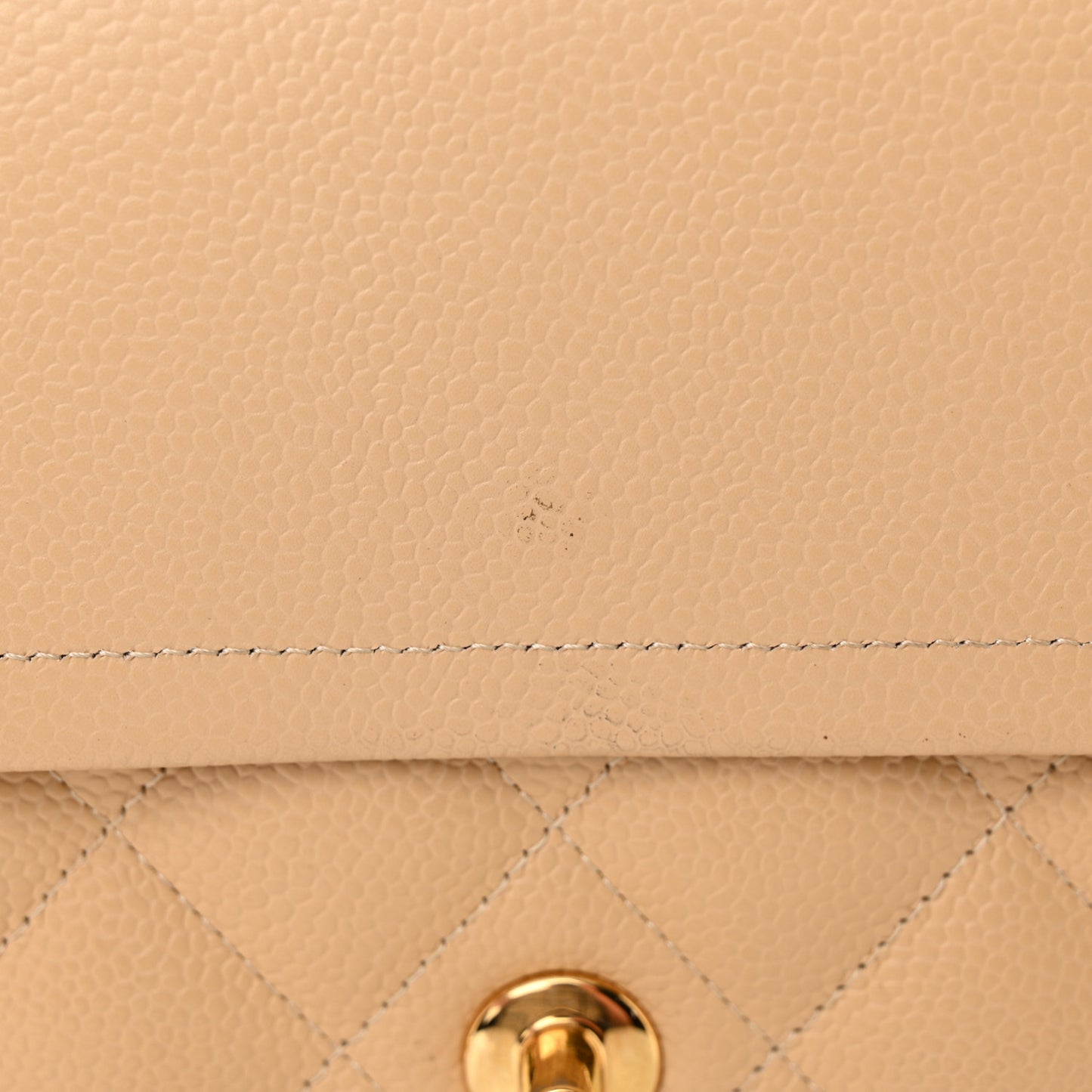 Caviar Quilted Jumbo Double Flap Beige