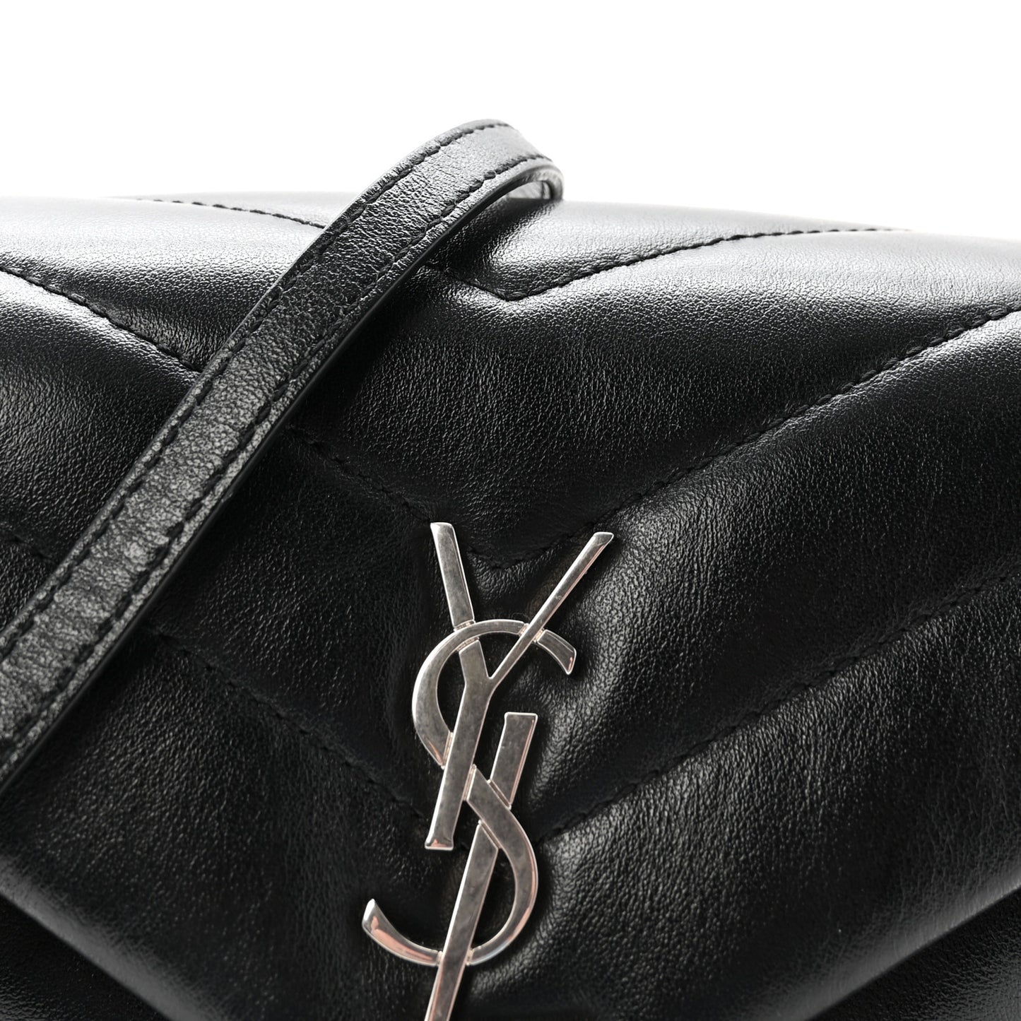 Calfskin Y Quilted Monogram Toy Loulou Crossbody Bag Black