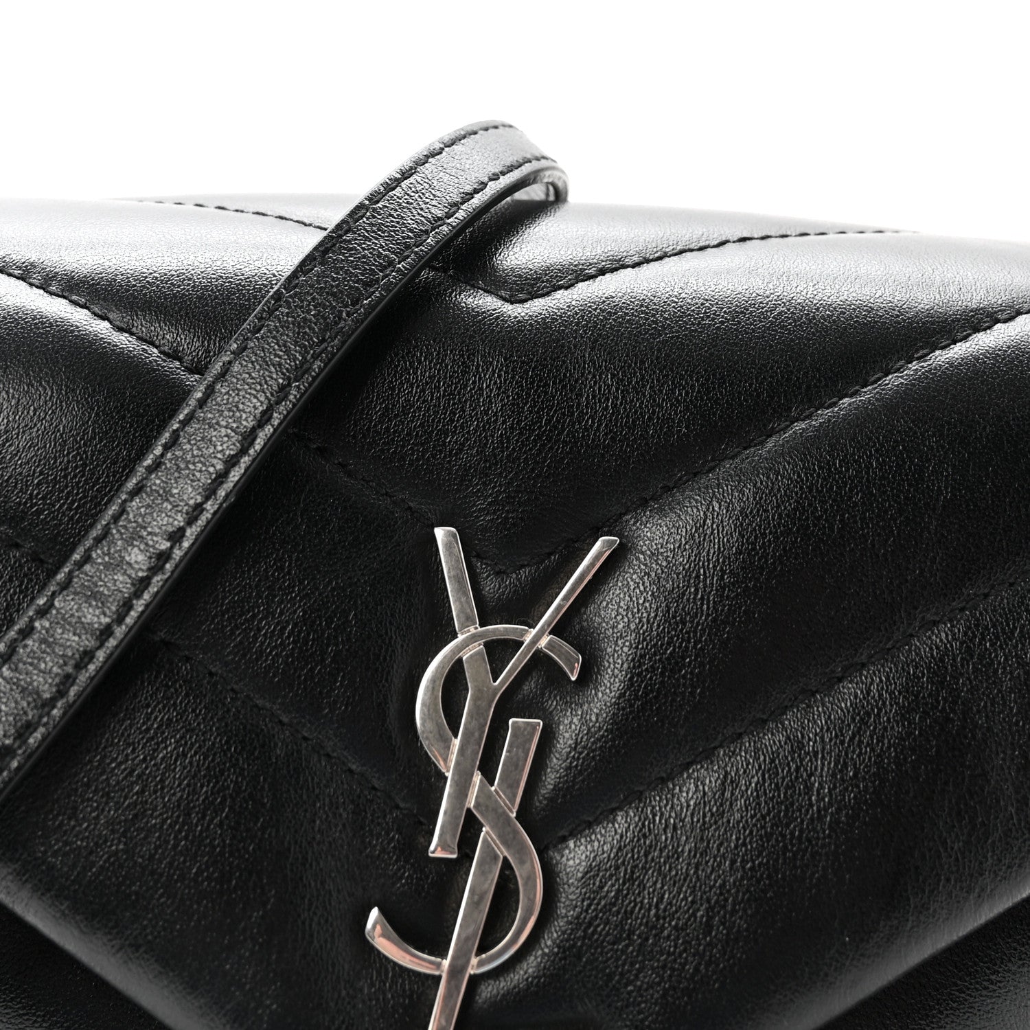 Saint Laurent Calfskin Y Quilted Monogram Toy Loulou Crossbody Bag Black 7 of 9