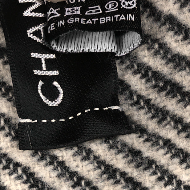 Merino Wool Cashmere CC Throw Blanket Black Beige