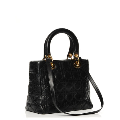 Christian Dior Lambskin Cannage Medium Lady Dior Black 3 of 8