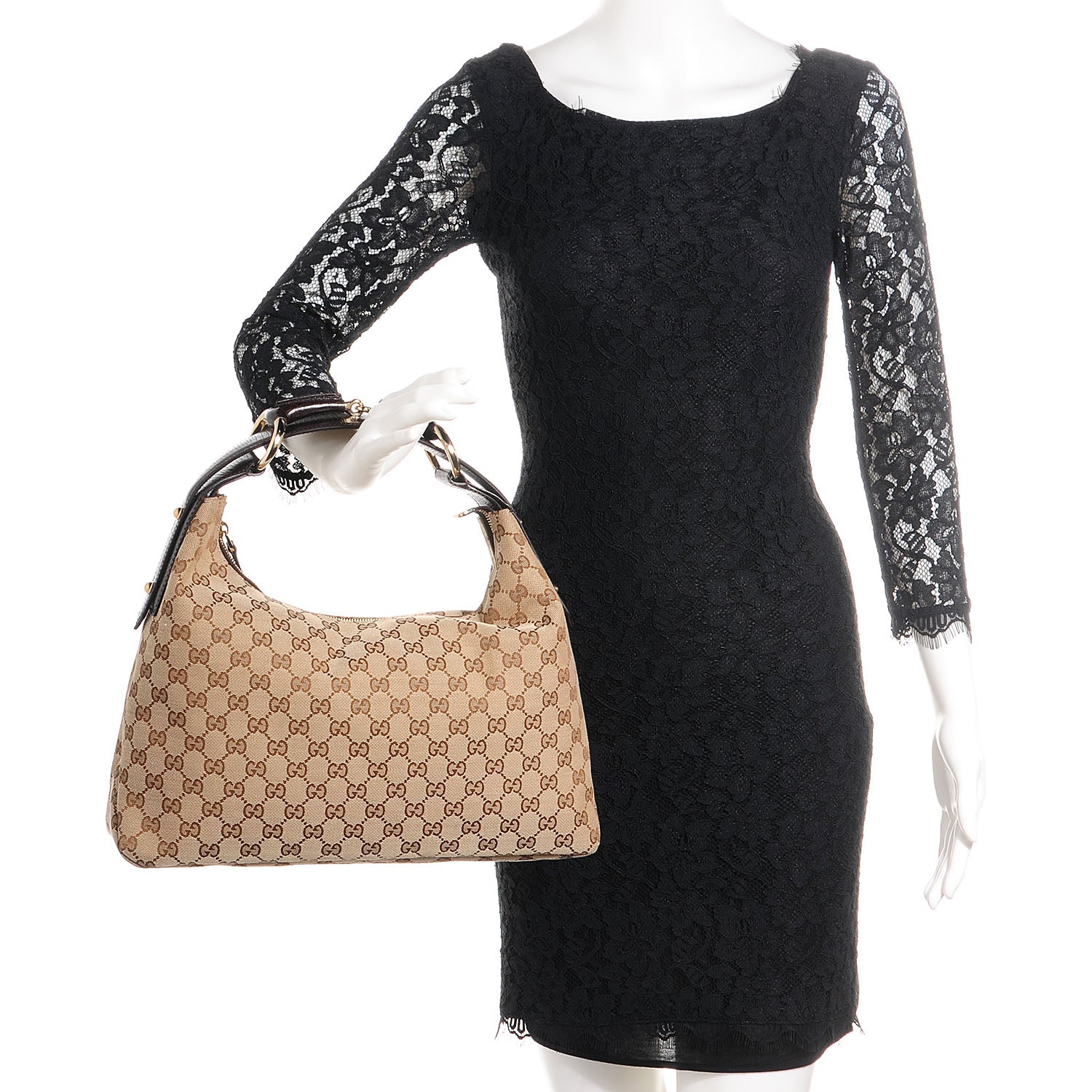 Gucci Monogram Medium Horsebit Chain Hobo Brown 2 of 7