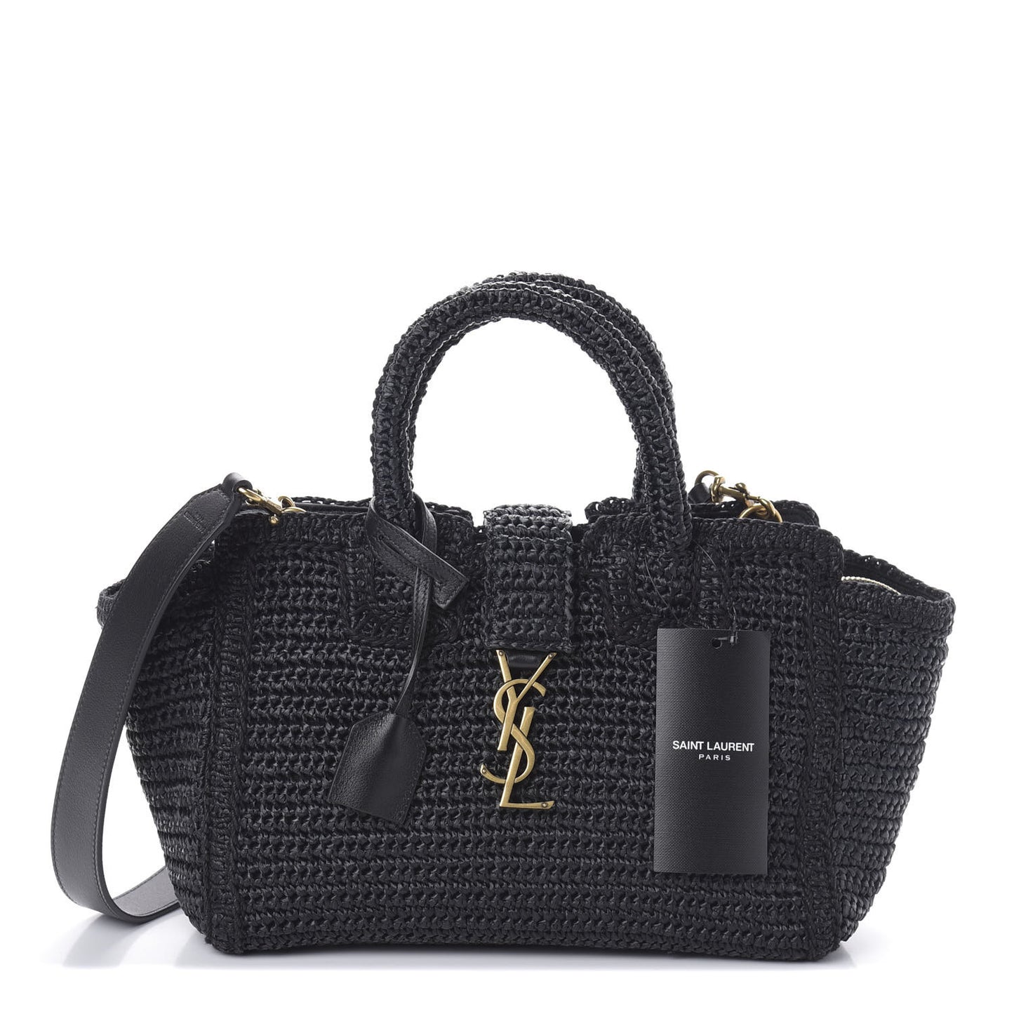 Raffia Baby Monogram Downtown Cabas Black