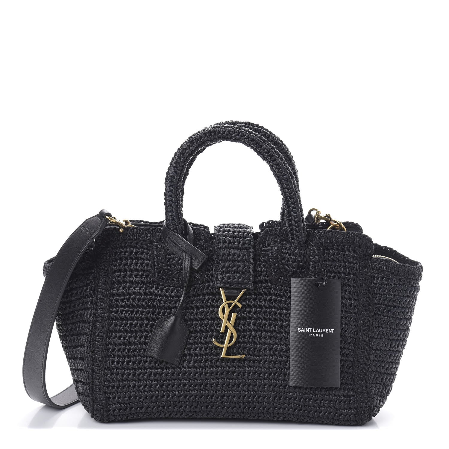 Saint Laurent Raffia Baby Monogram Downtown Cabas Black 1 of 9