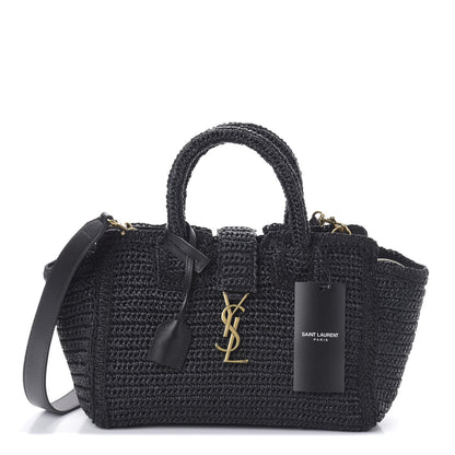 Saint Laurent Raffia Baby Monogram Downtown Cabas Black 1 of 9