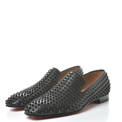 Christian Louboutin Calfskin Spikes Mens Dandelion Flat Loafer 44 Black 3 of 10