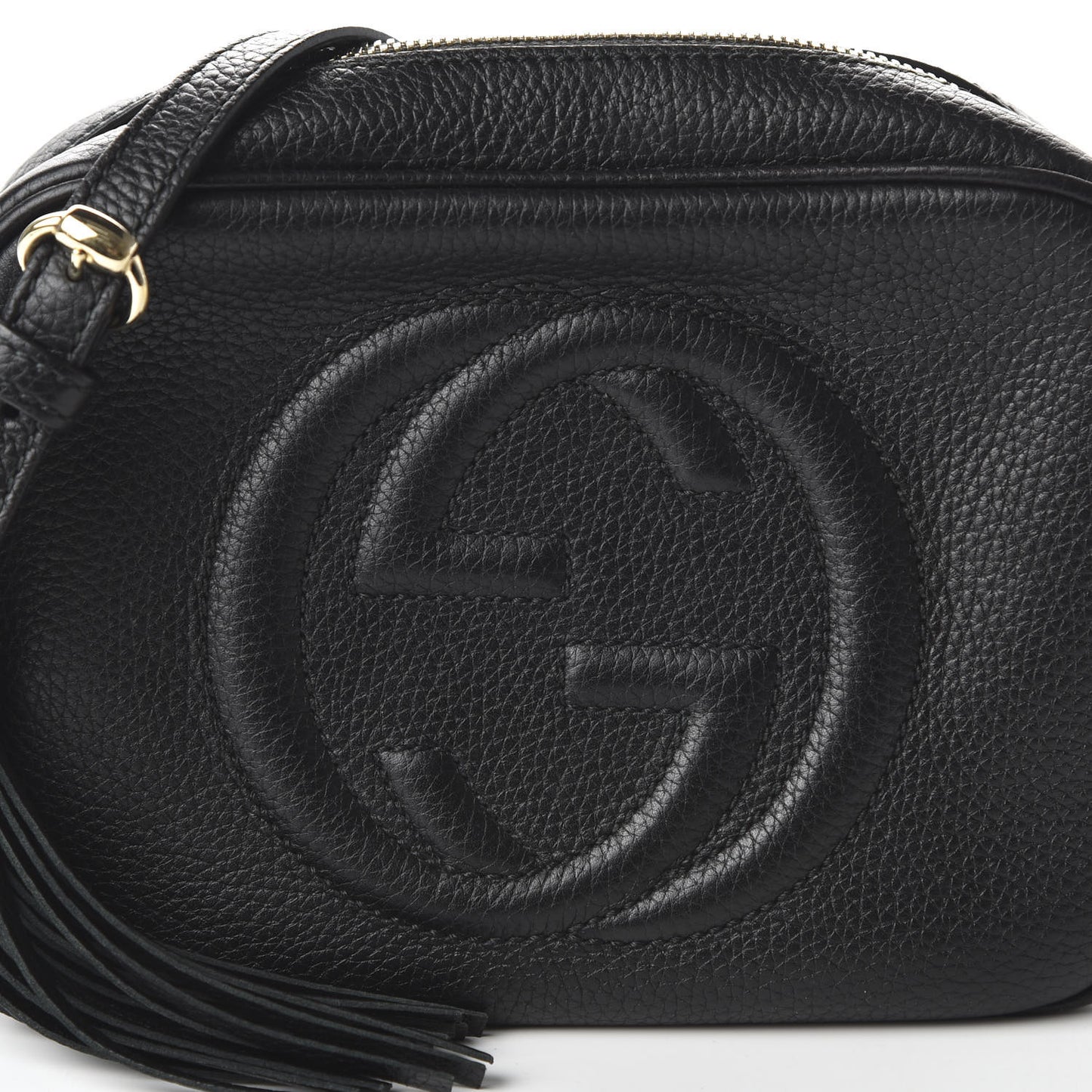 Pebbled Calfskin Small Soho Disco Bag Black