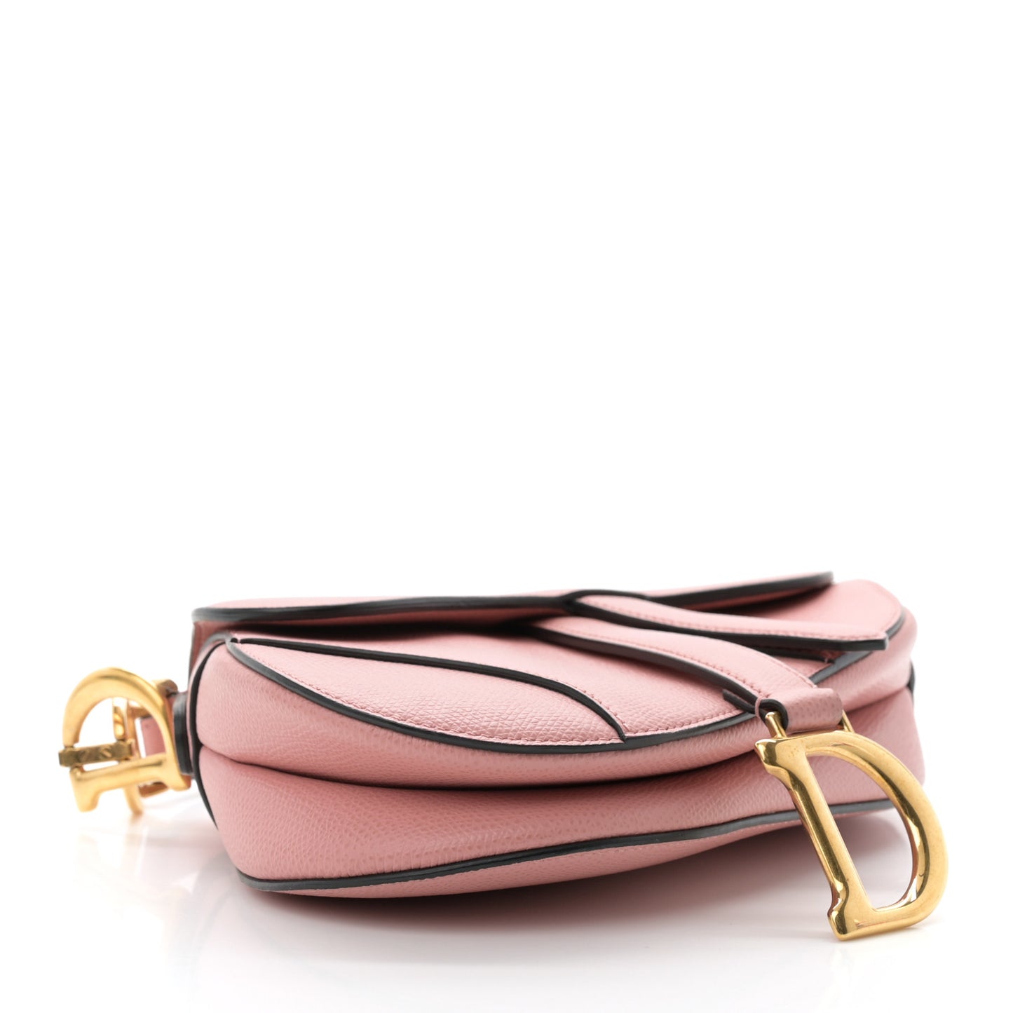 Grained Calfskin Mini Saddle Bag Pink