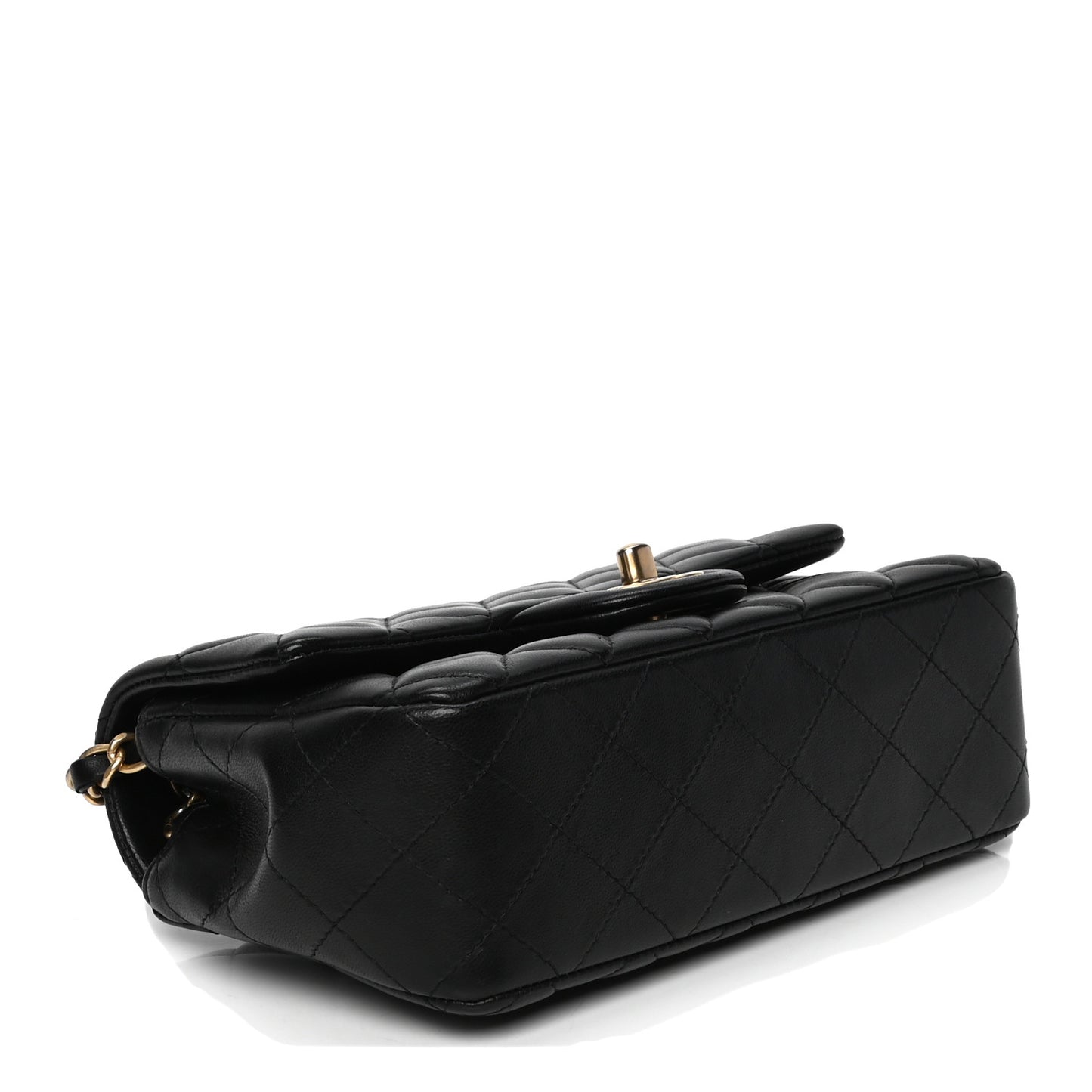 Lambskin Quilted Mini Rectangular Flap Black
