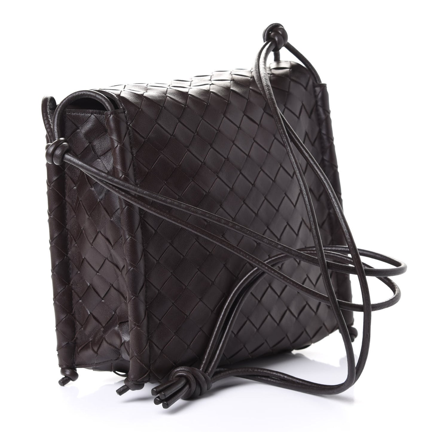 Nappa Intrecciato Small Knot Flap Crossbody Fondente