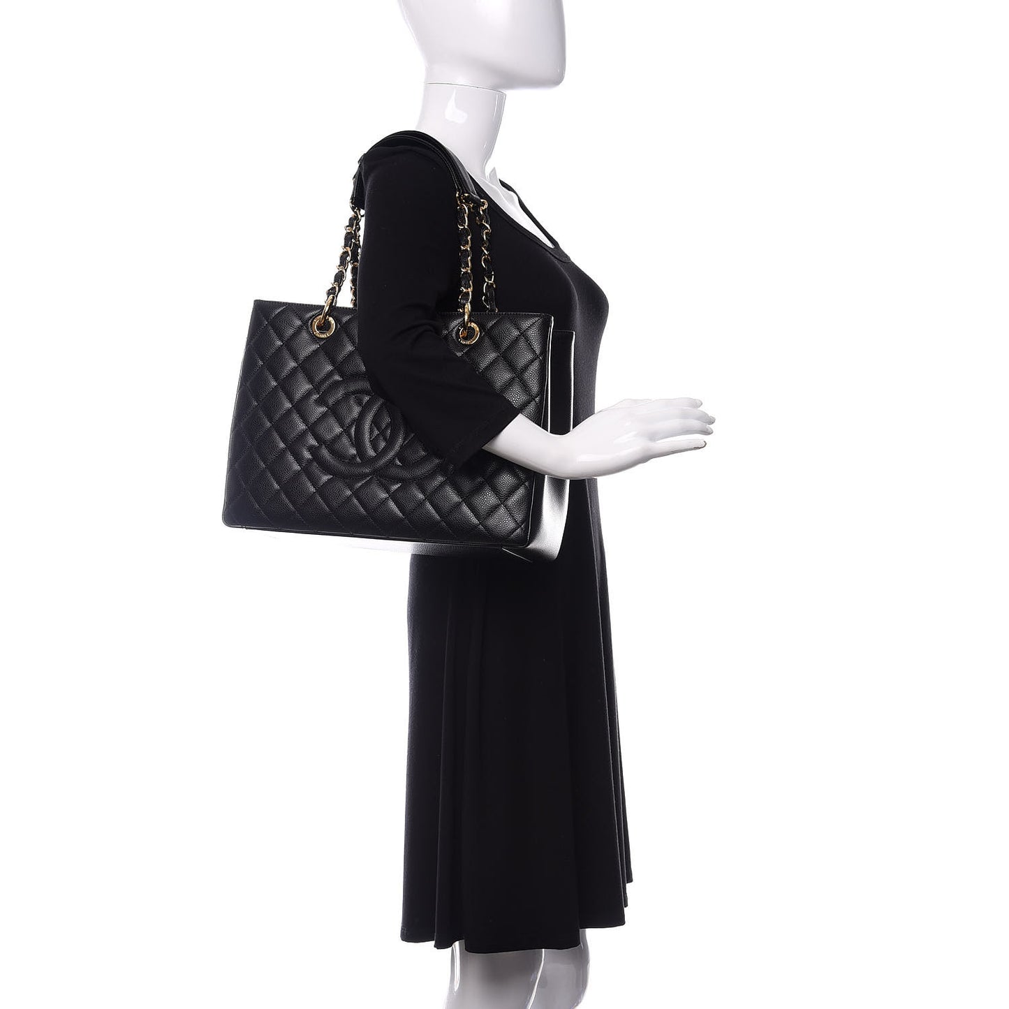 Caviar Quilted Grand Shopping Tote GST Black