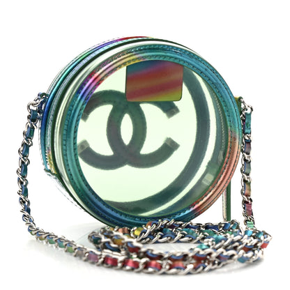 Chanel PVC Calfskin Lambskin Quilted Round Filigree Clutch With Chain Green 3 of 10