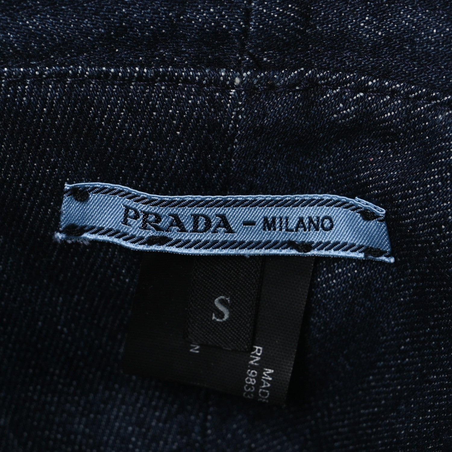 Prada Nylon Denim Metal Triangle Logo Bucket Hat S Black 8 of 9