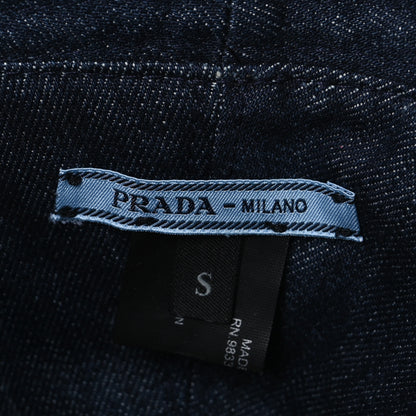 Prada Nylon Denim Metal Triangle Logo Bucket Hat S Black 8 of 9