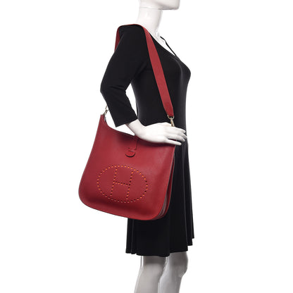 Hermes Taurillon Clemence Evelyne GM Rouge Vif 2 of 10