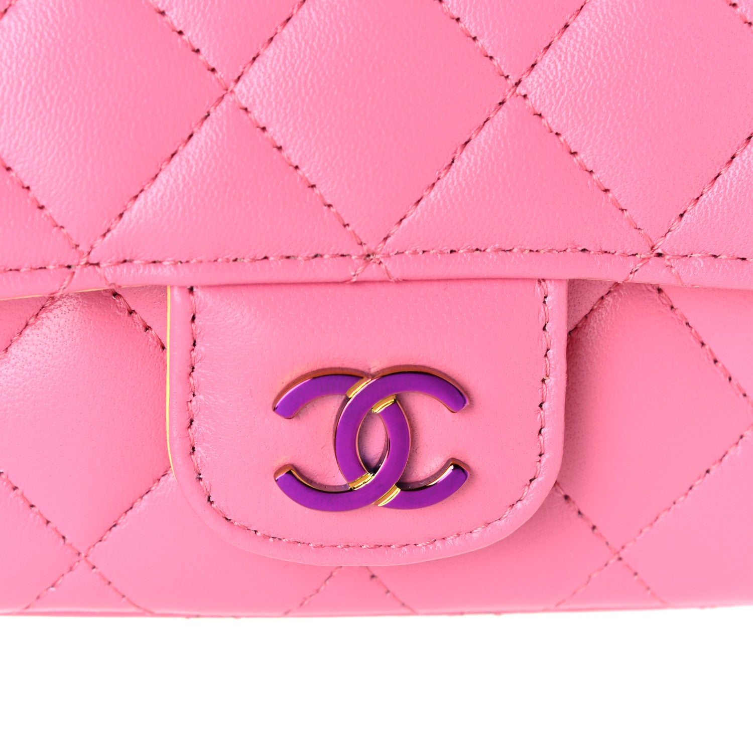 Chanel Lambskin Quilted Glasses Case With Chain Pink Yellow 10 of 12