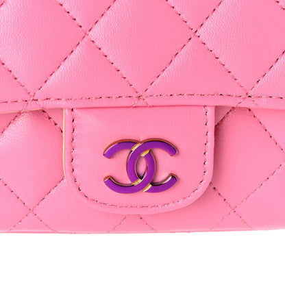Chanel Lambskin Quilted Glasses Case With Chain Pink Yellow 10 of 12