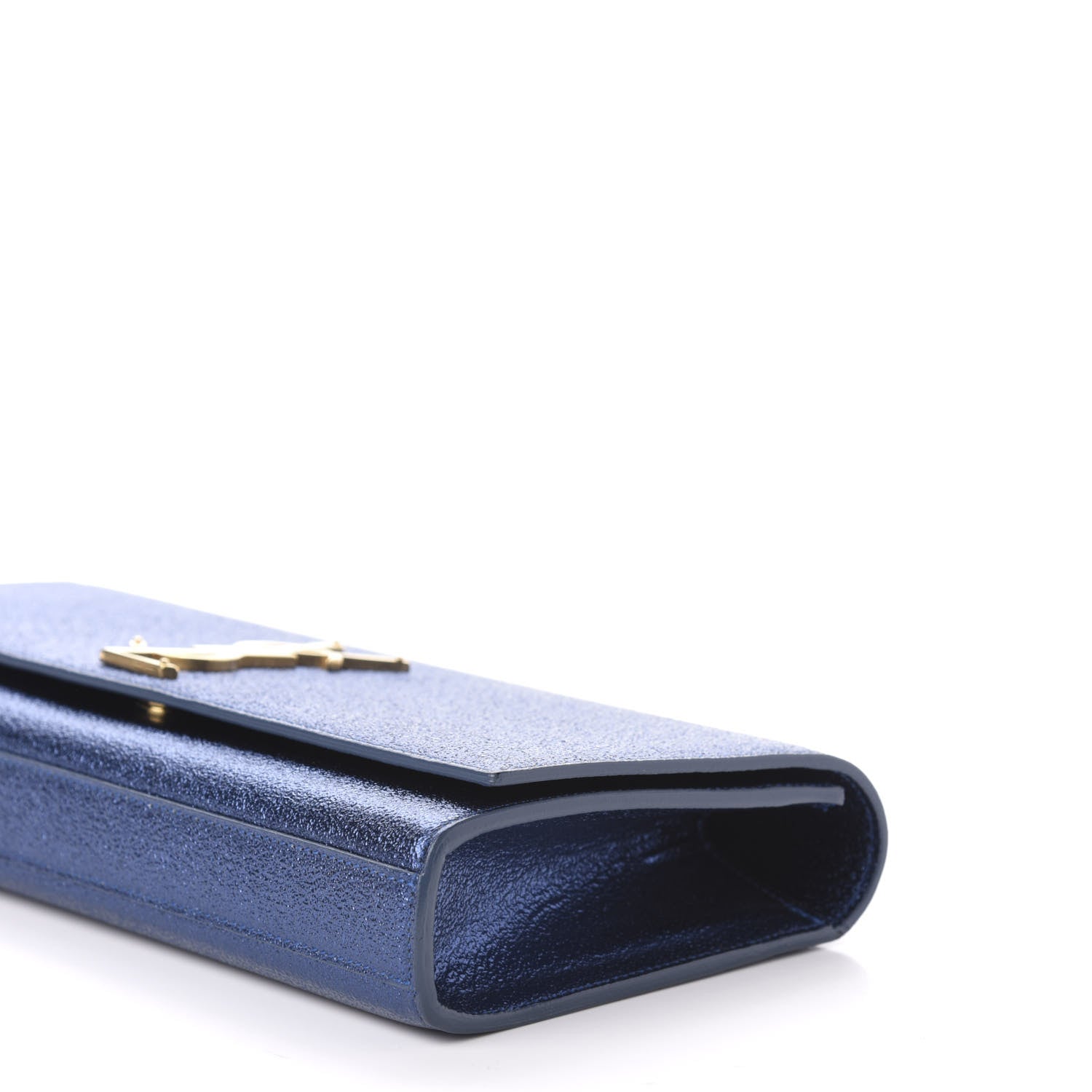 Saint Laurent Metallic Calfskin Monogram Kate Clutch Navy 8 of 9