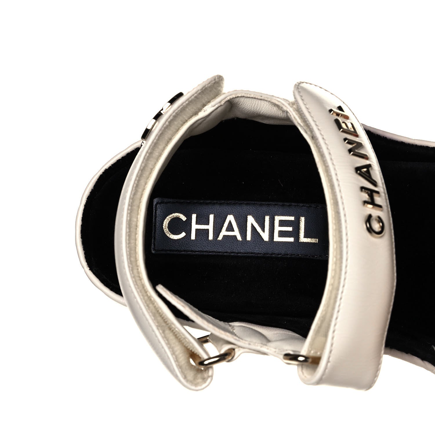 Chanel Shiny Calfskin Logo Platform Sandals 36 Ivory 7 of 11