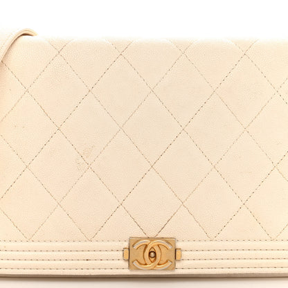 Chanel Caviar Quilted Boy Wallet On Chain WOC White 9 of 13