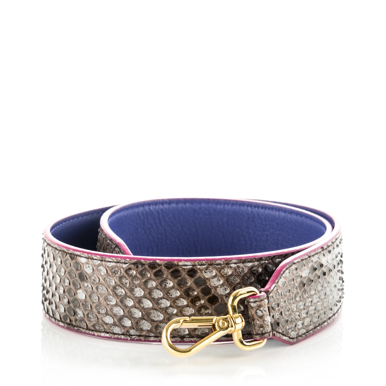 Fendi Shiny Python Vitello Dolce Strap You Asfalto Blue Neon 1 of 4